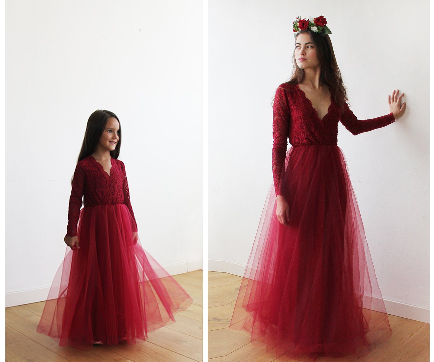 Cap Sleeve Lace and Mesh Long Girls Dress | David's Bridal